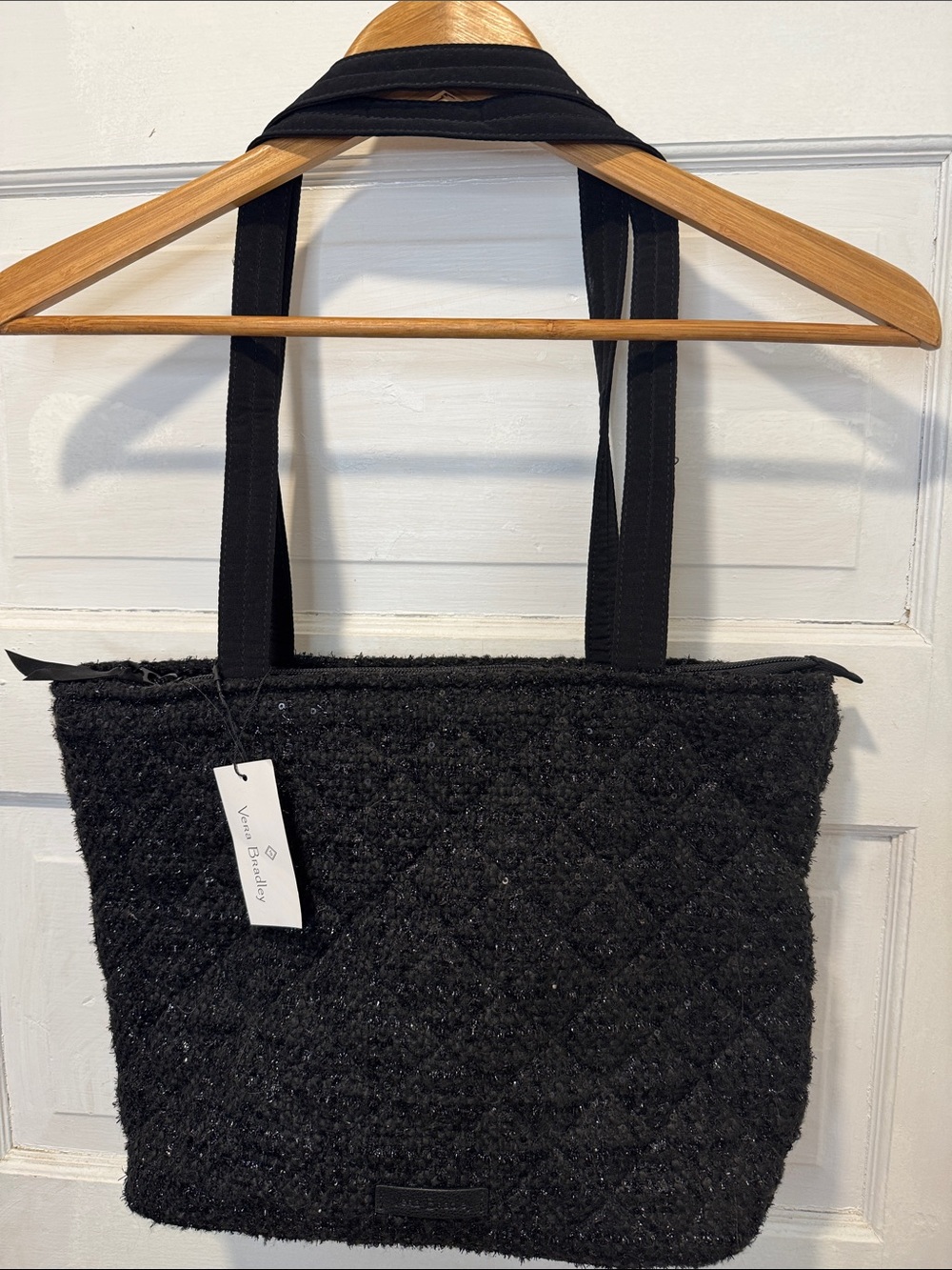 Vera Bradley Black Quilted Tote with Textured Fabric